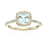 Gilded Lane 10K Gold 6.5mm Cushion Cut Gem & Diamond Ring