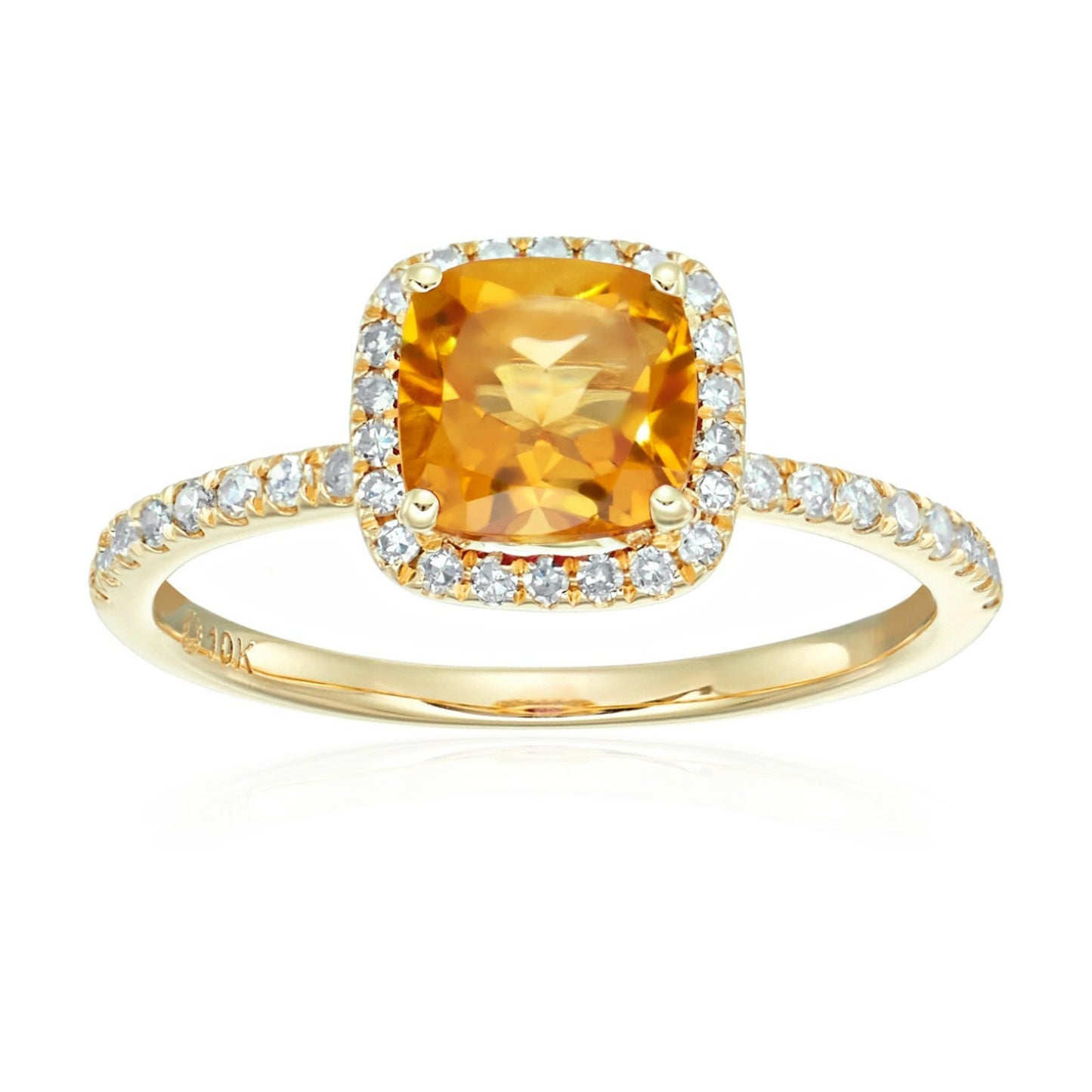Gilded Lane 10K Gold 6.5mm Cushion Cut Gem & Diamond Ring