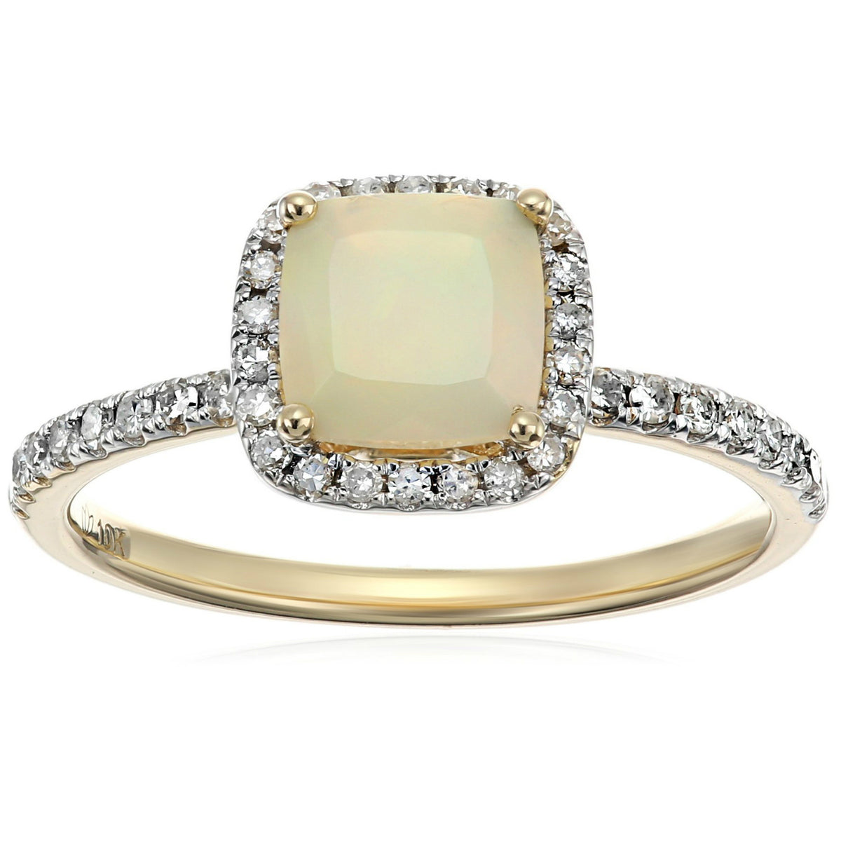 Gilded Lane 10K Gold 6.5mm Cushion Cut Gem & Diamond Ring