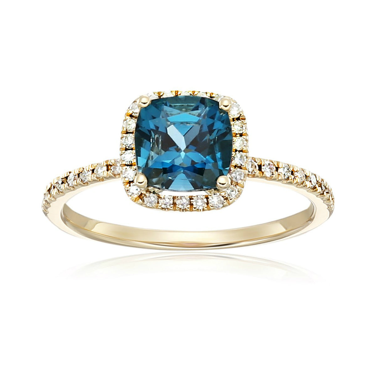 Gilded Lane 10K Gold 6.5mm Cushion Cut Gem & Diamond Ring