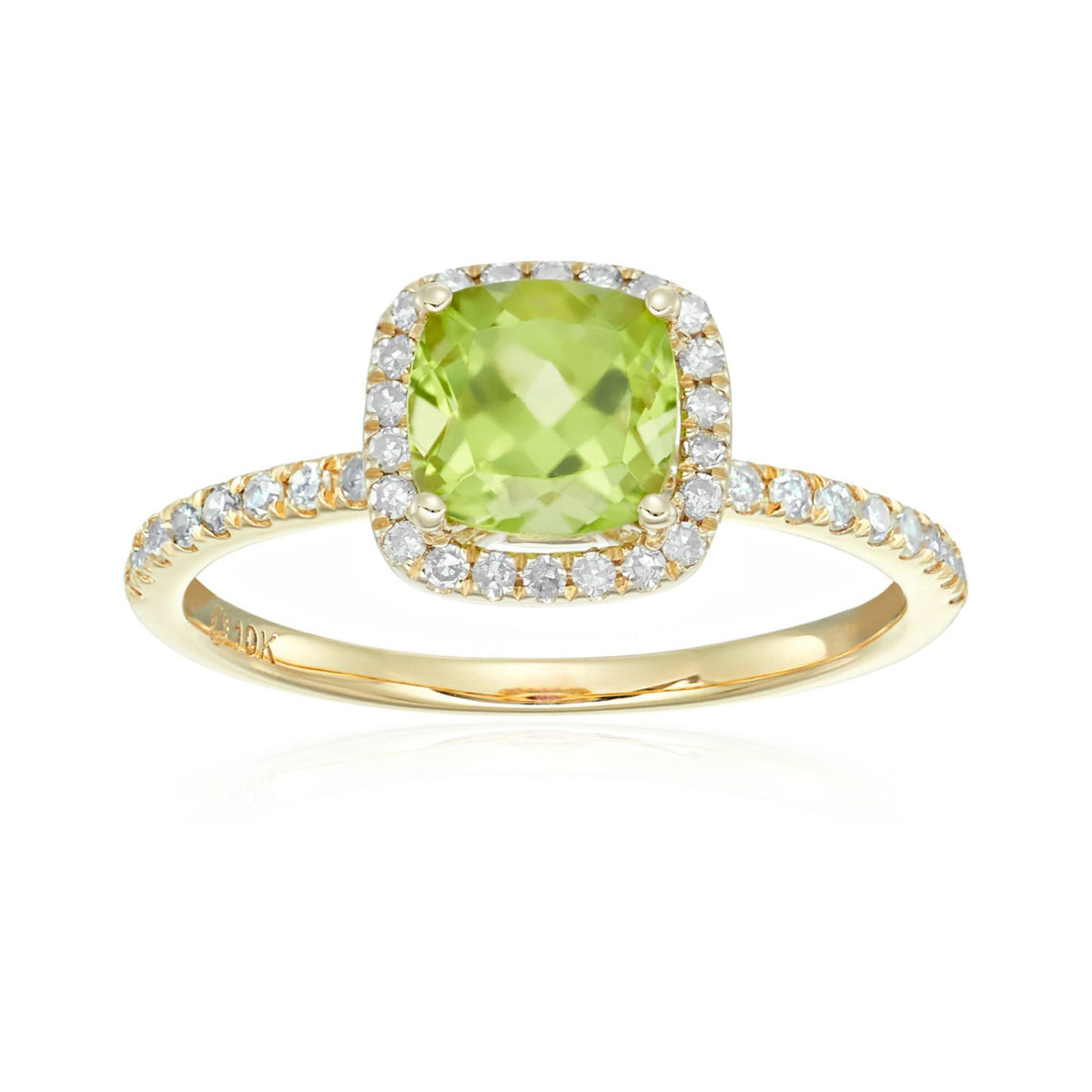 Gilded Lane 10K Gold 6.5mm Cushion Cut Gem & Diamond Ring