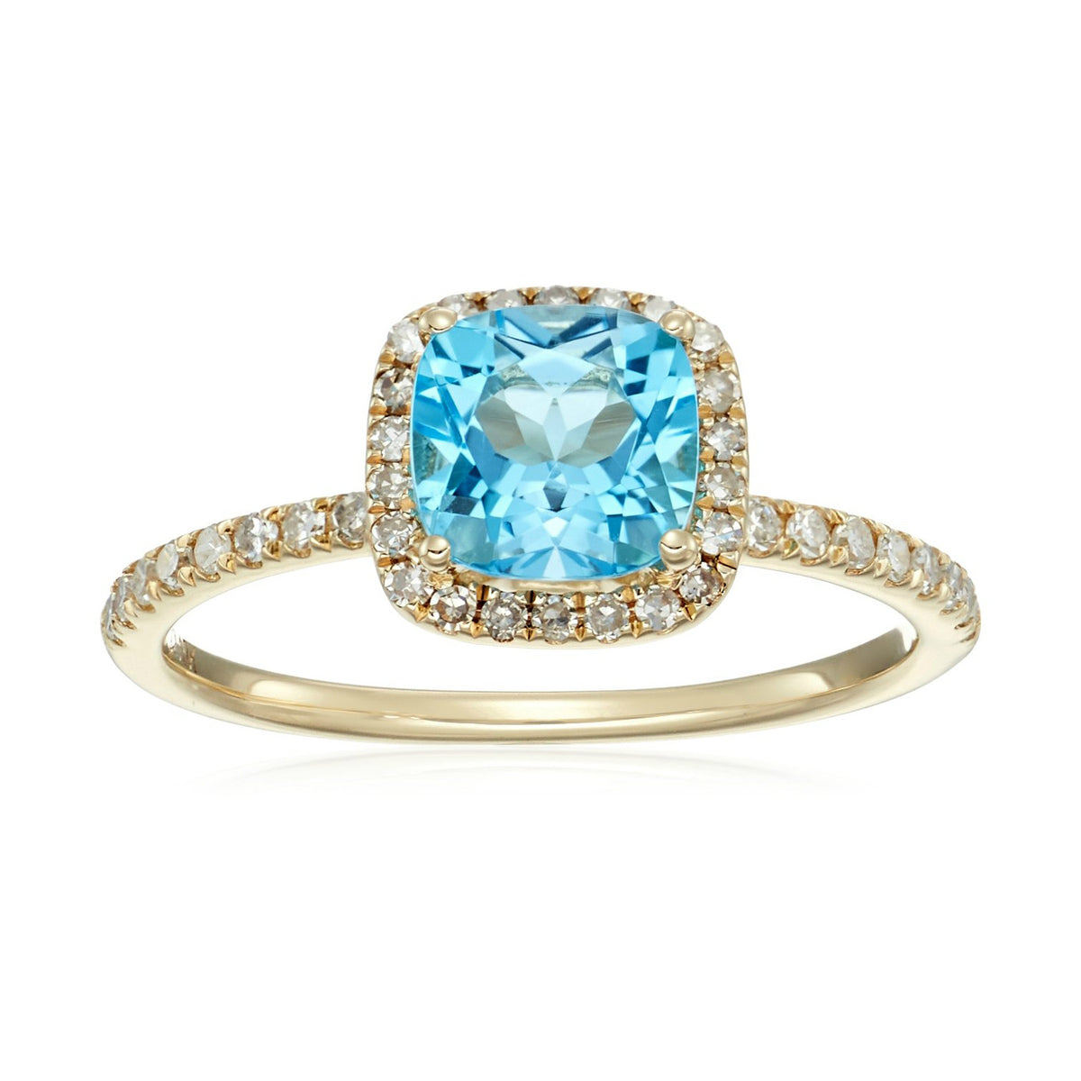Gilded Lane 10K Gold 6.5mm Cushion Cut Gem & Diamond Ring