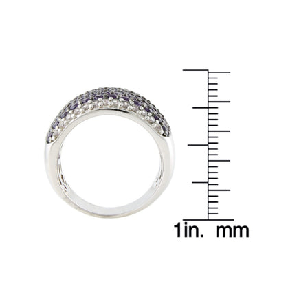 Gem Treasures Sterling Silver Black Spinel Pave Wide Band White Topaz Frame Ring