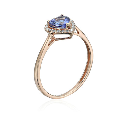 Gilded Lane 10K Gold 6mm Heart-Shaped Gem & Diamond Ring