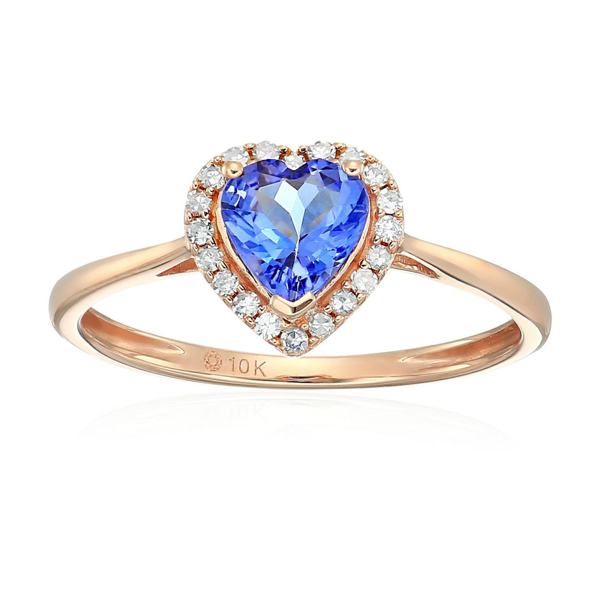Gilded Lane 10K Gold 6mm Heart-Shaped Gem & Diamond Ring