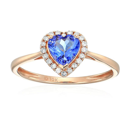 Gilded Lane 10K Gold 6mm Heart-Shaped Gem & Diamond Ring