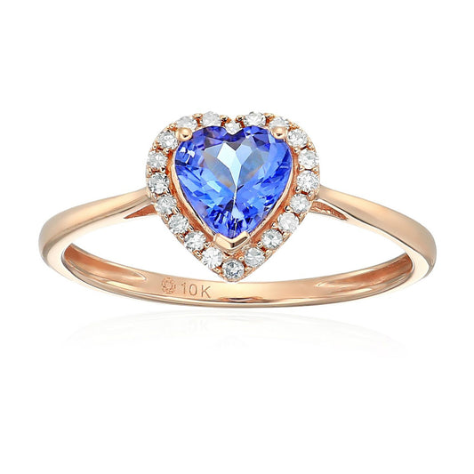 Gilded Lane 10K Gold 6mm Heart-Shaped Gem & Diamond Ring