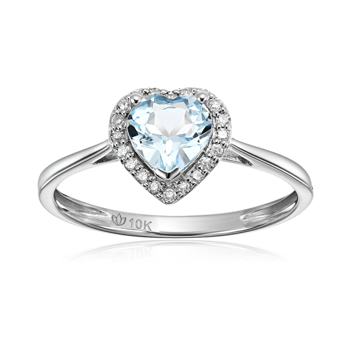 Gilded Lane 10K Gold 6mm Heart-Shaped Gem & Diamond Ring