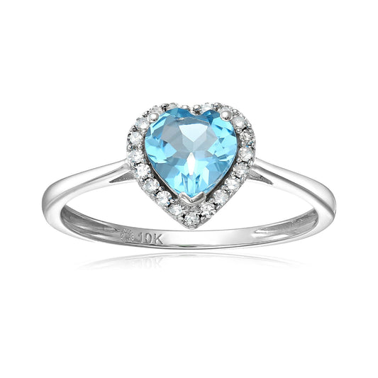 Gilded Lane 10K Gold 6mm Heart-Shaped Gem & Diamond Ring