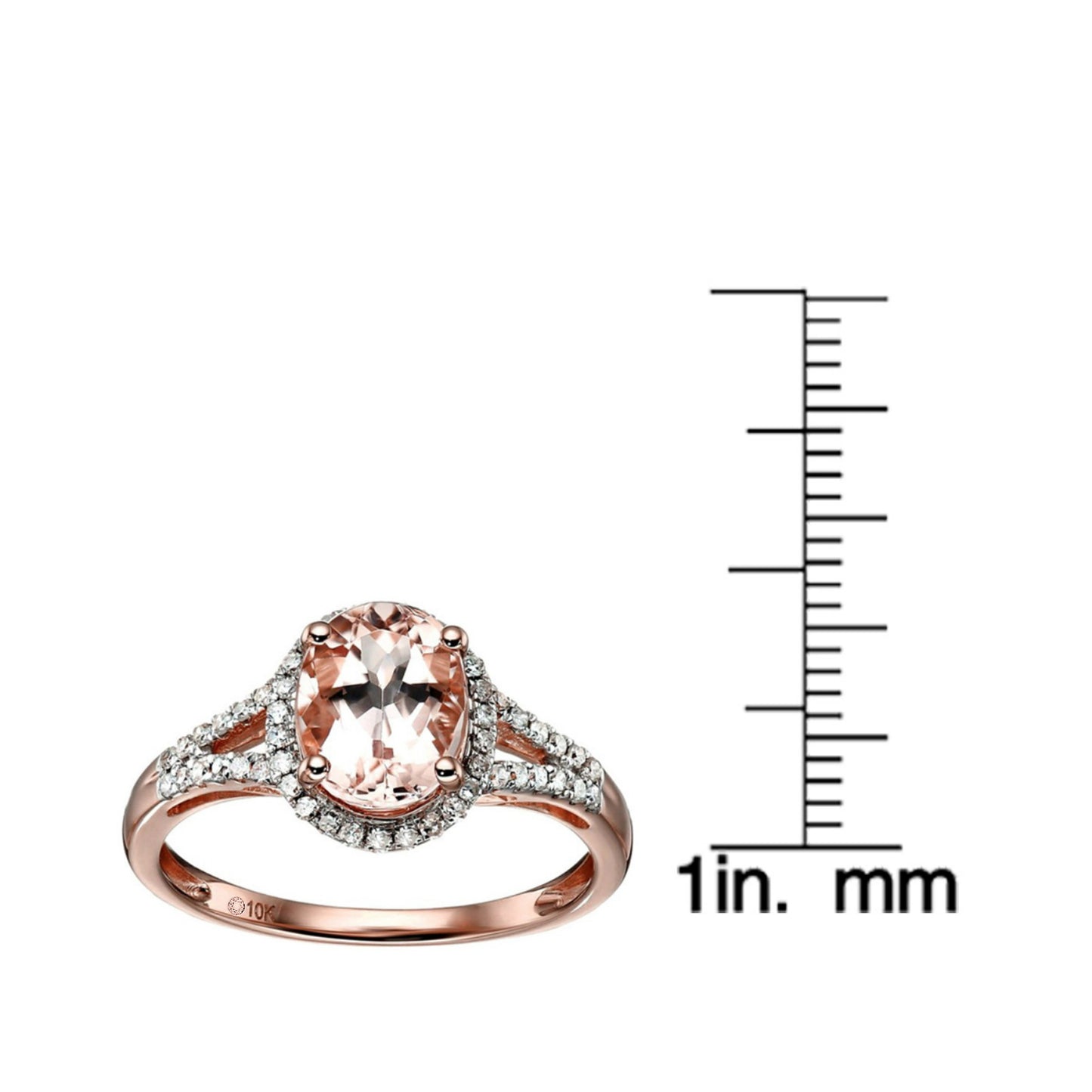 Gilded Lane 10K Gold 9x7mm Morganite & Ombre Diamond Ring
