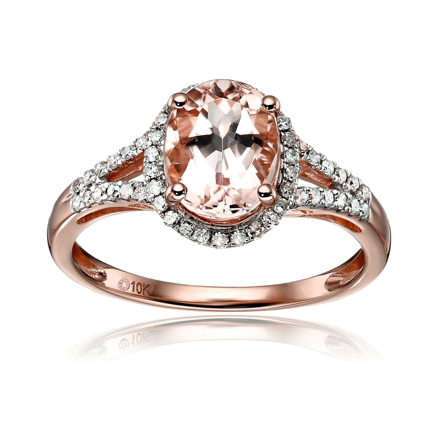 Gilded Lane 10K Gold 9x7mm Morganite & Ombre Diamond Ring