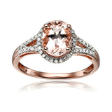 Gilded Lane 10K Gold 9x7mm Morganite & Ombre Diamond Ring
