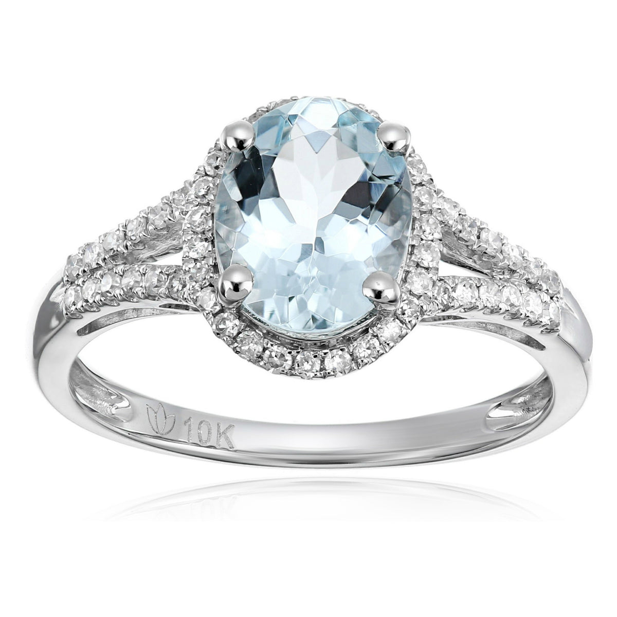 Gilded Lane 10K Gold 9x7mm Gem & Diamond Ring