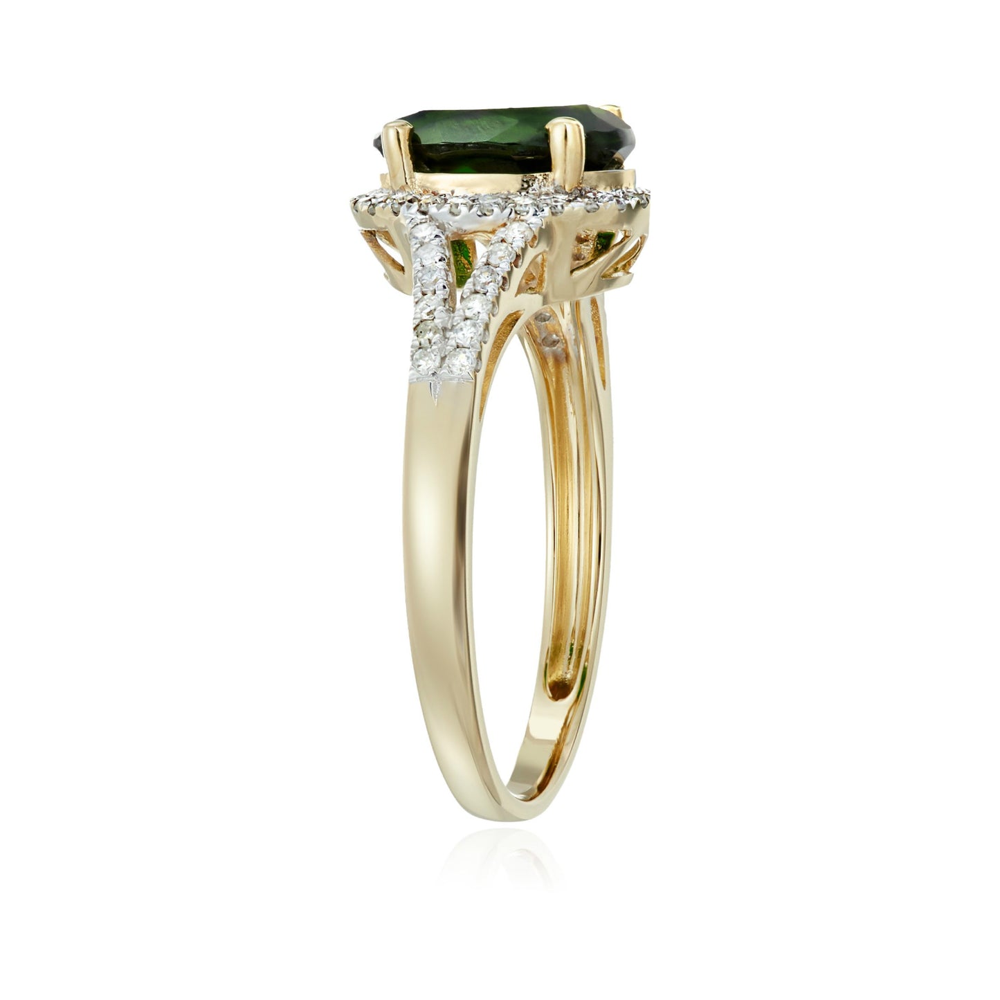 Gilded Lane 10K Gold 9x7mm Gem & Diamond Ring