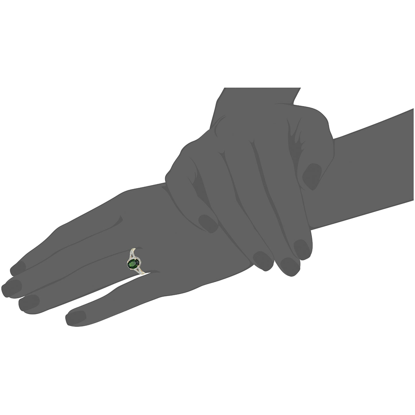 Gilded Lane 10K Gold 9x7mm Gem & Diamond Ring