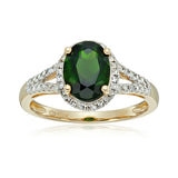 Gilded Lane 10K Gold 9x7mm Gem & Diamond Ring