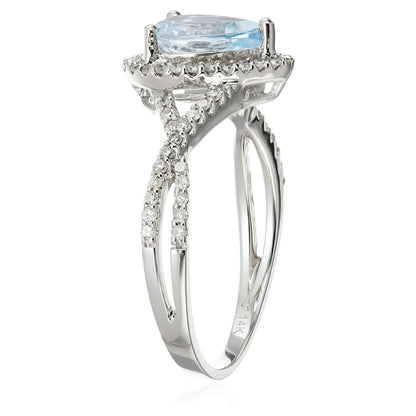 Gilded Lane 14K Gold 8x6mm Pear-Shaped Gem & Diamond Ring