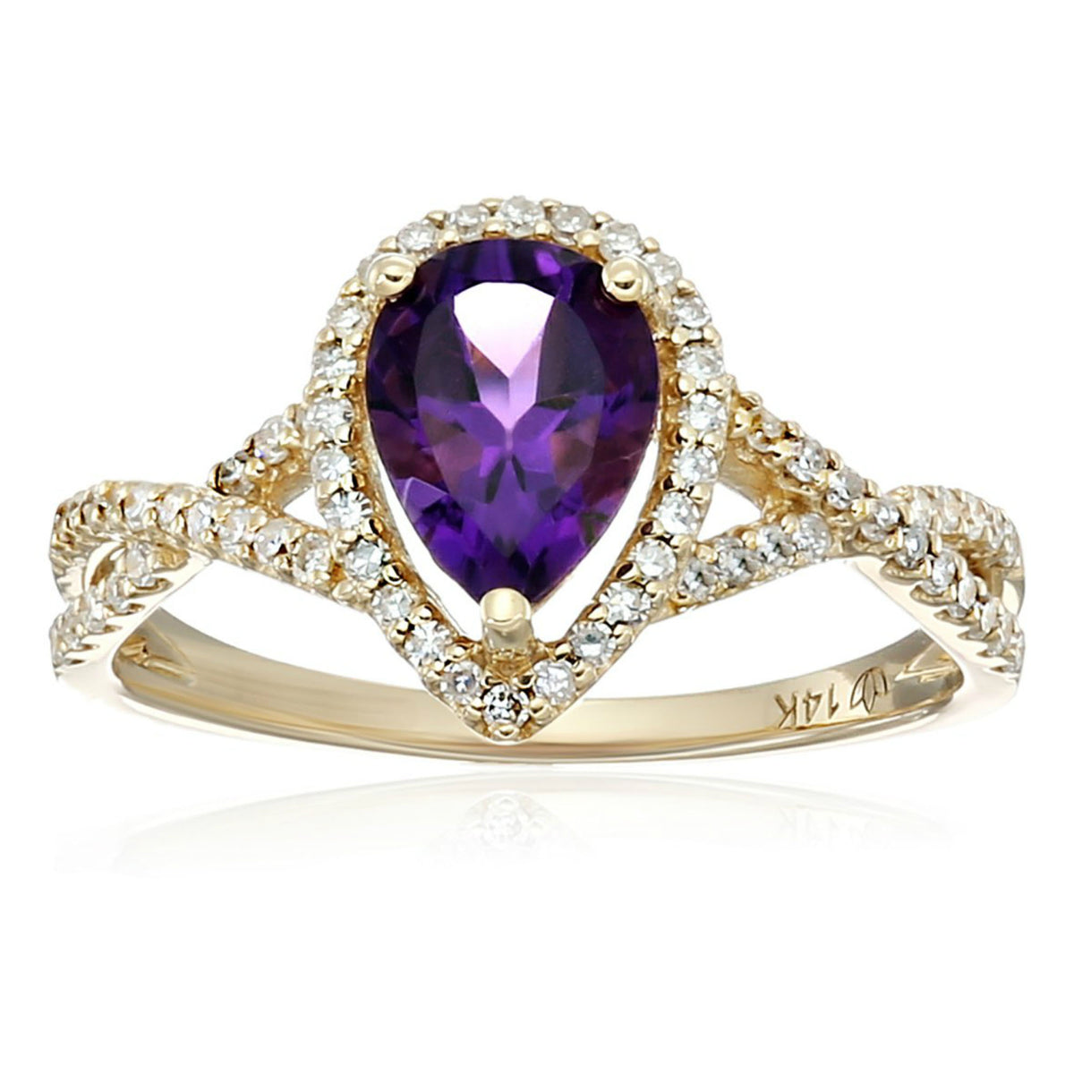 Gilded Lane 14K Gold 8x6mm Pear-Shaped Gem & Diamond Ring