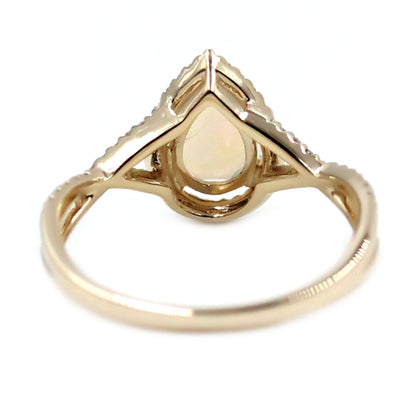 Gilded Lane 14K Gold 8x6mm Pear-Shaped Gem & Diamond Ring