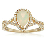 Gilded Lane 14K Gold 8x6mm Pear-Shaped Gem & Diamond Ring