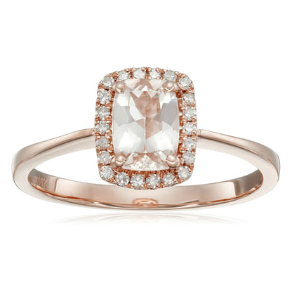 Gilded Lane 10K Gold 7x5mm Cushion-Cut Gem & Diamond Halo Ring