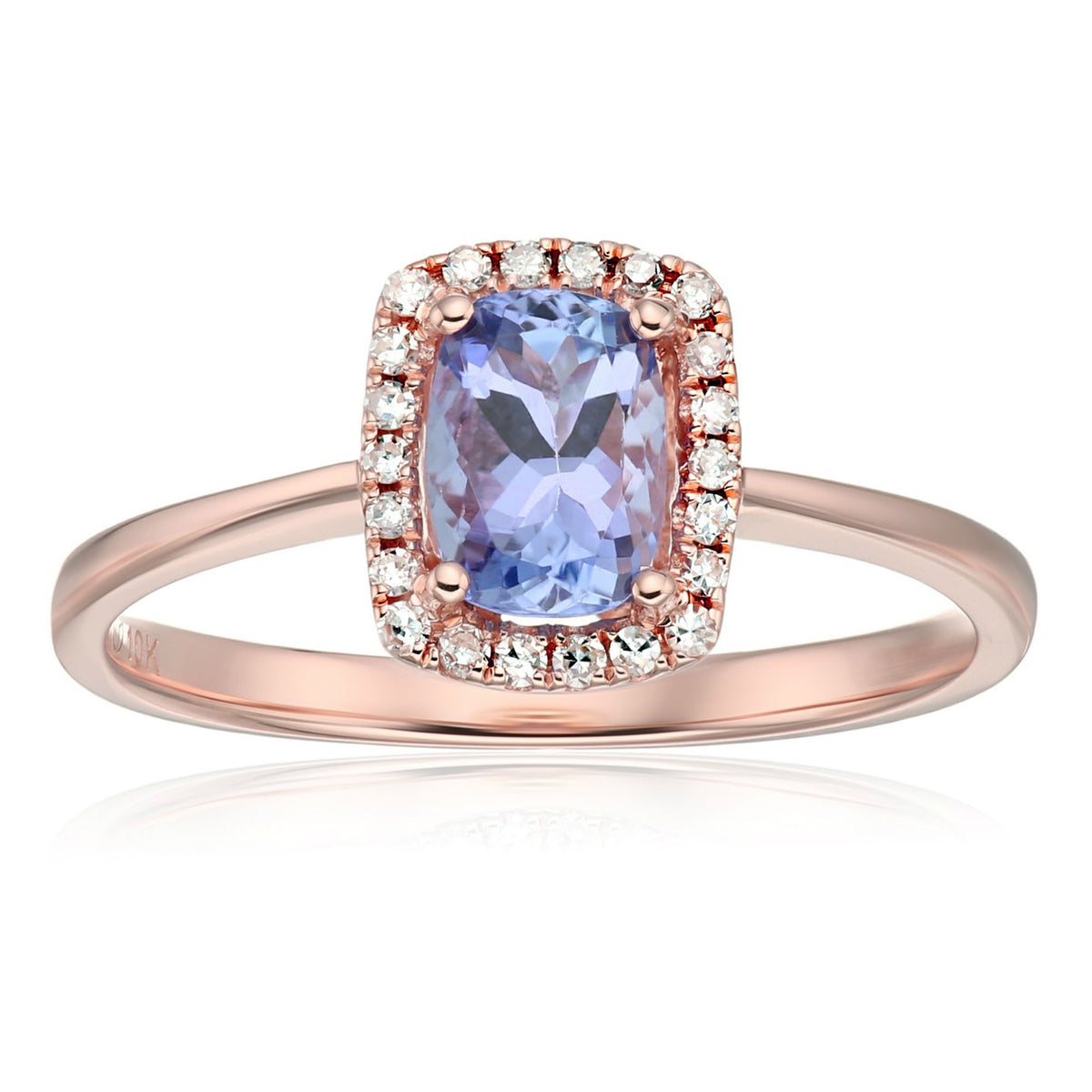 Gilded Lane 10K Gold 7x5mm Cushion-Cut Gem & Diamond Halo Ring