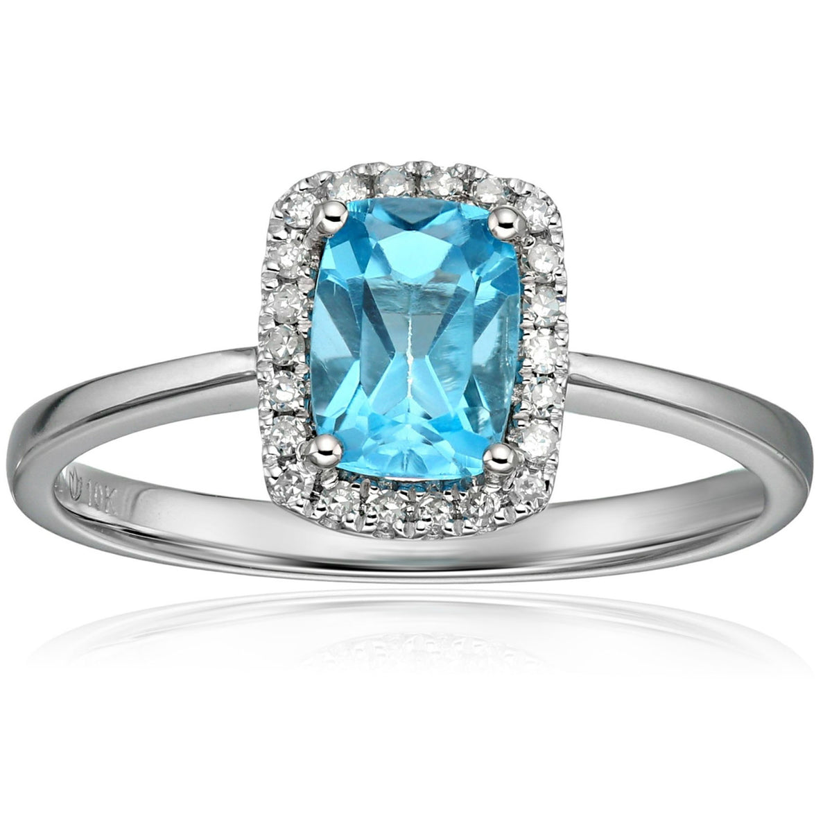 Gilded Lane 10K Gold 7x5mm Cushion-Cut Gem & Diamond Halo Ring