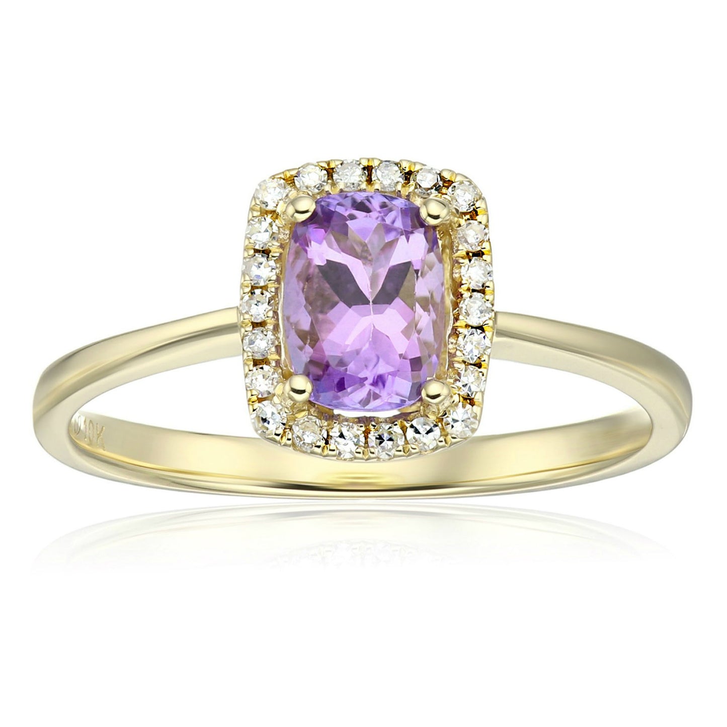 Gilded Lane 10K Gold 7x5mm Cushion-Cut Gem & Diamond Halo Ring