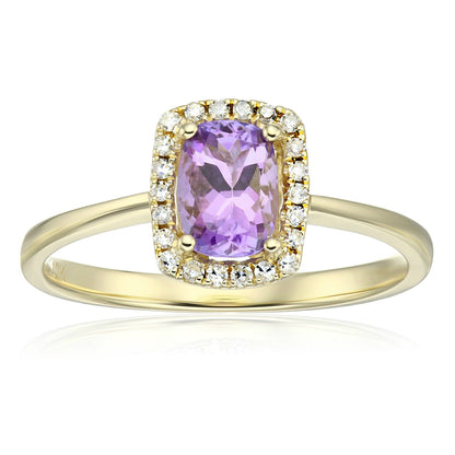 Gilded Lane 10K Gold 7x5mm Cushion-Cut Gem & Diamond Halo Ring