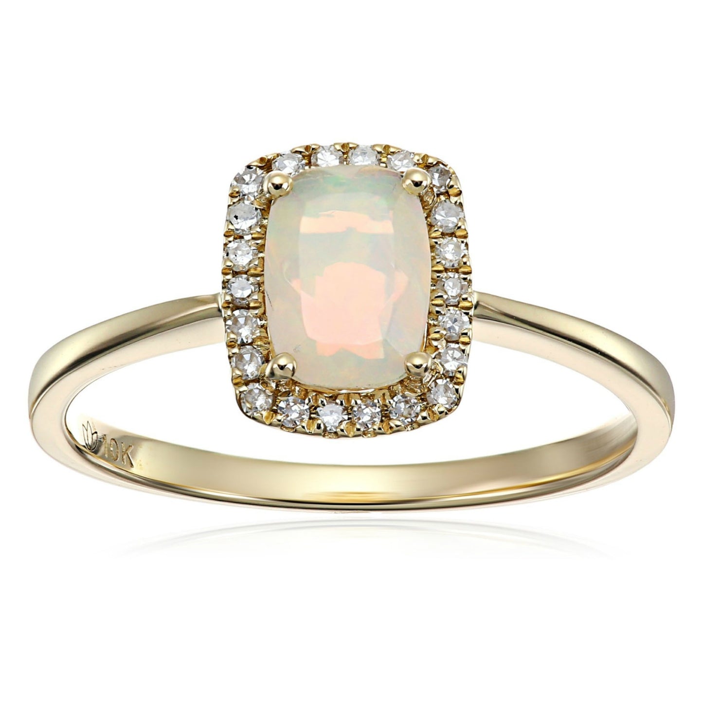 Gilded Lane 10K Gold 7x5mm Cushion-Cut Gem & Diamond Halo Ring