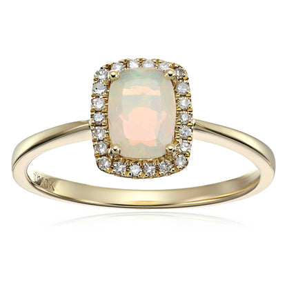 Gilded Lane 10K Gold 7x5mm Cushion-Cut Gem & Diamond Halo Ring