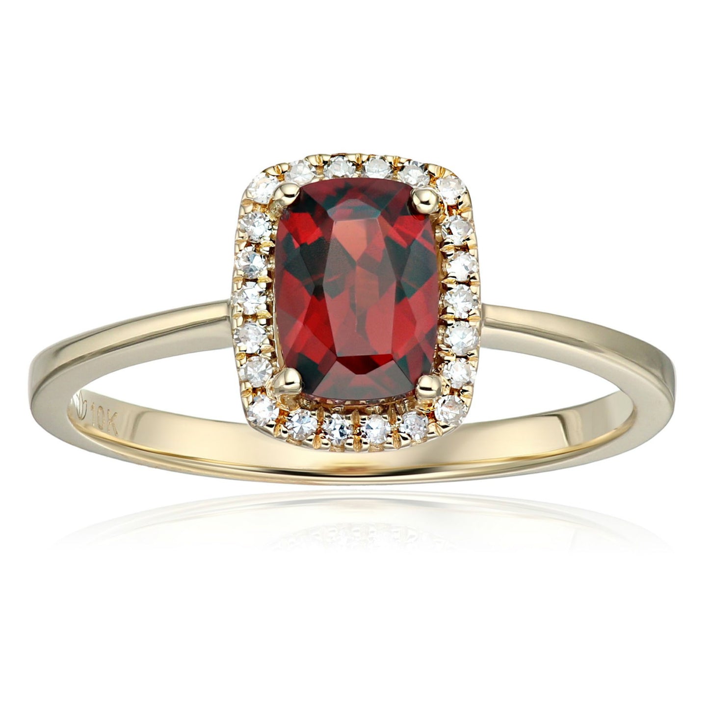 Gilded Lane 10K Gold 7x5mm Cushion-Cut Gem & Diamond Halo Ring