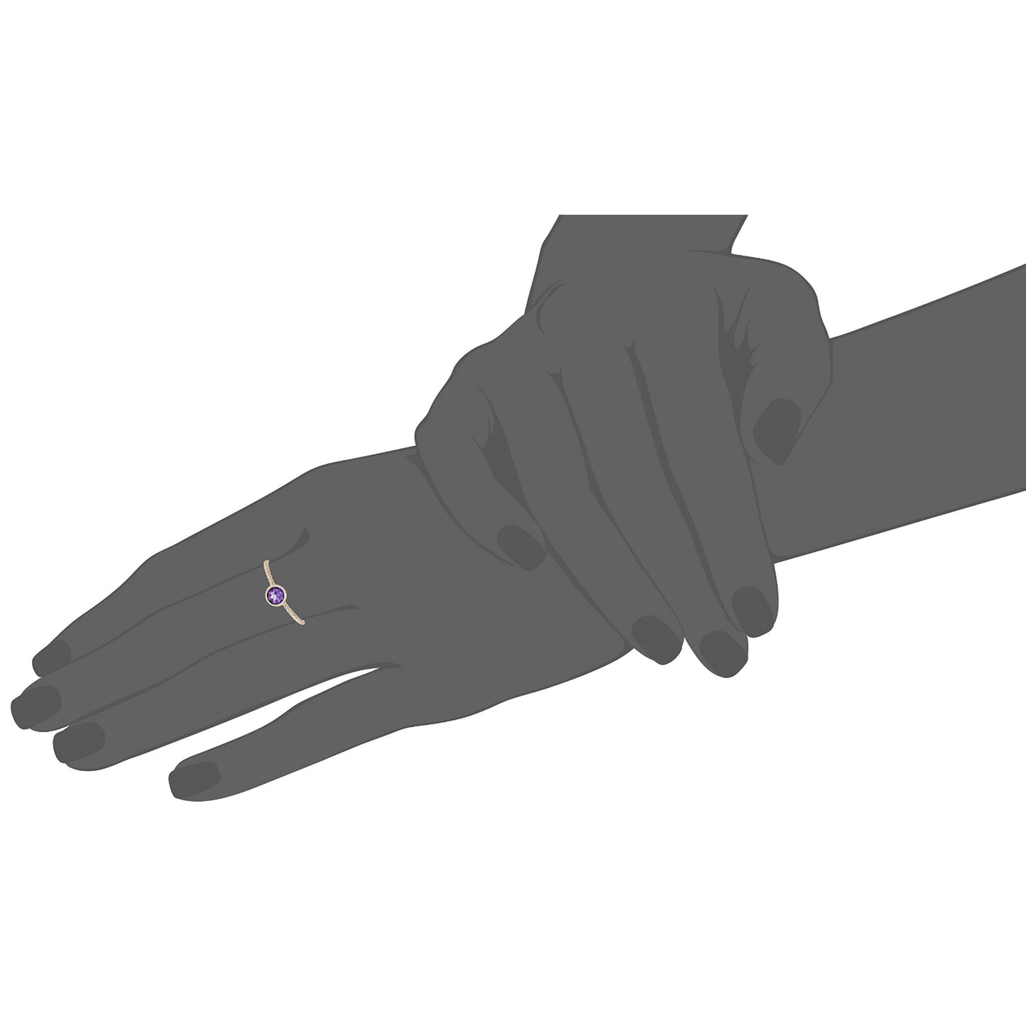 Gilded Lane 10K Gold 4.5mm Round Gemstone Solitaire Beaded Band Ring