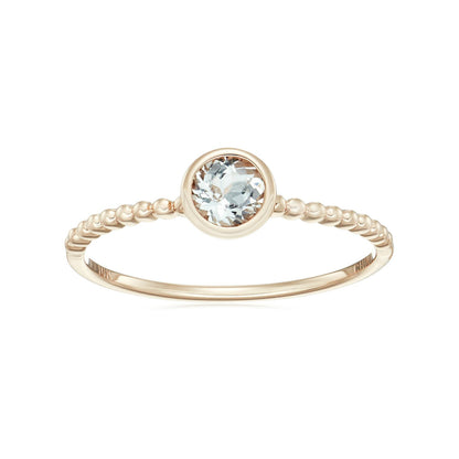 Gilded Lane 10K Gold 4.5mm Round Gemstone Solitaire Beaded Band Ring