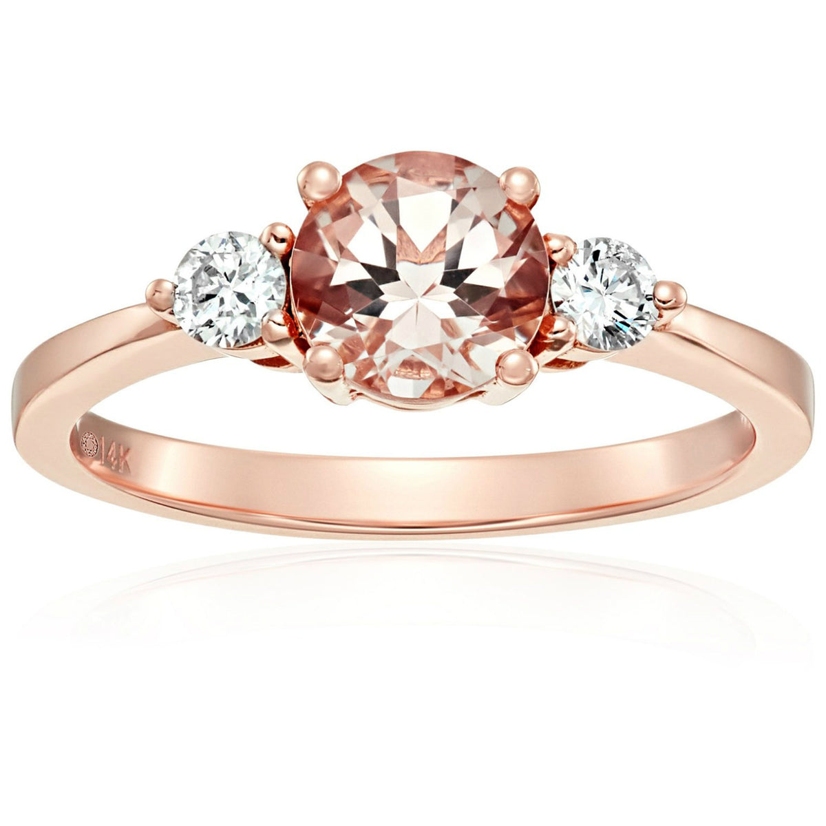 Gilded Lane 14K Gold 6.5mm Round Gem & Diamond Ring