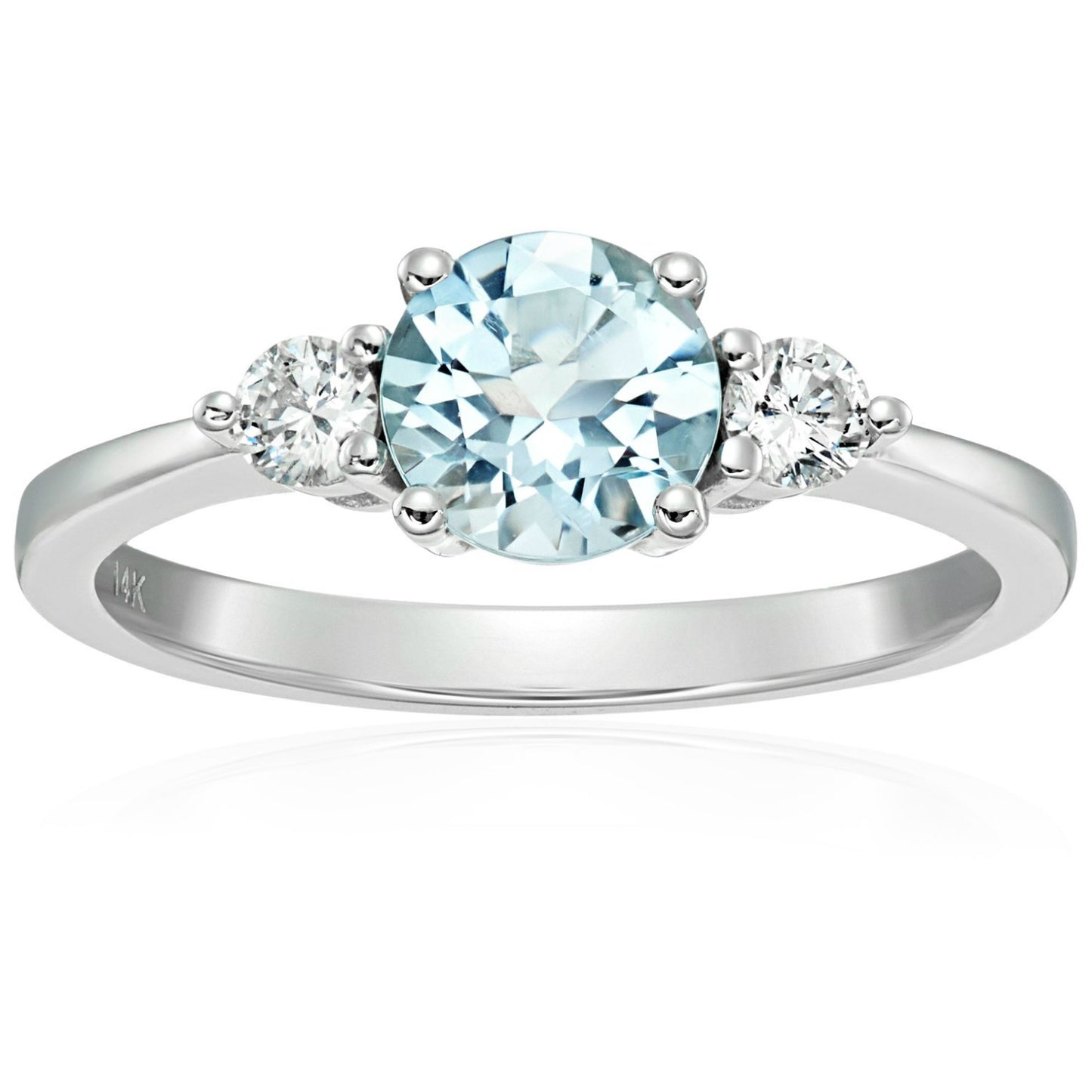 Gilded Lane 14K Gold 6.5mm Round Gem & Diamond Ring