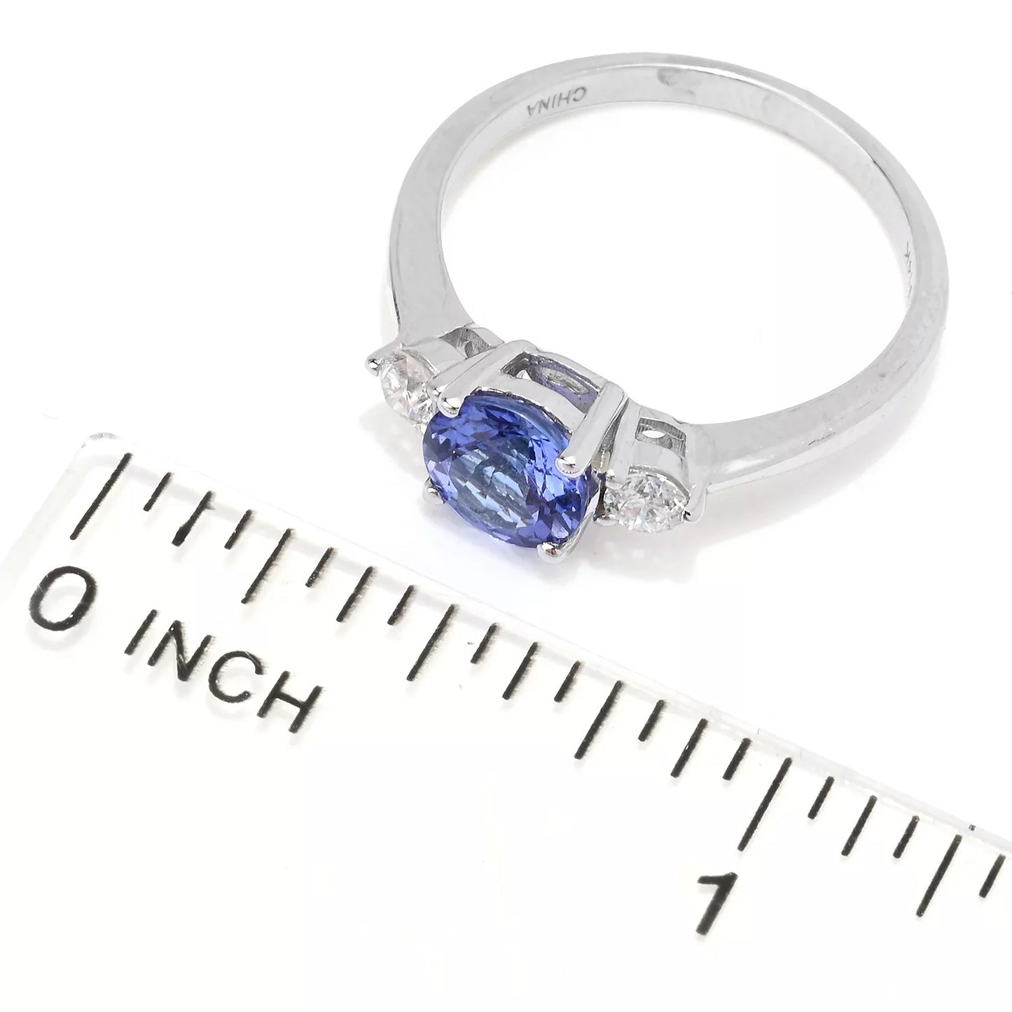 Gilded Lane 14K Gold 6.5mm Round Gem & Diamond Ring