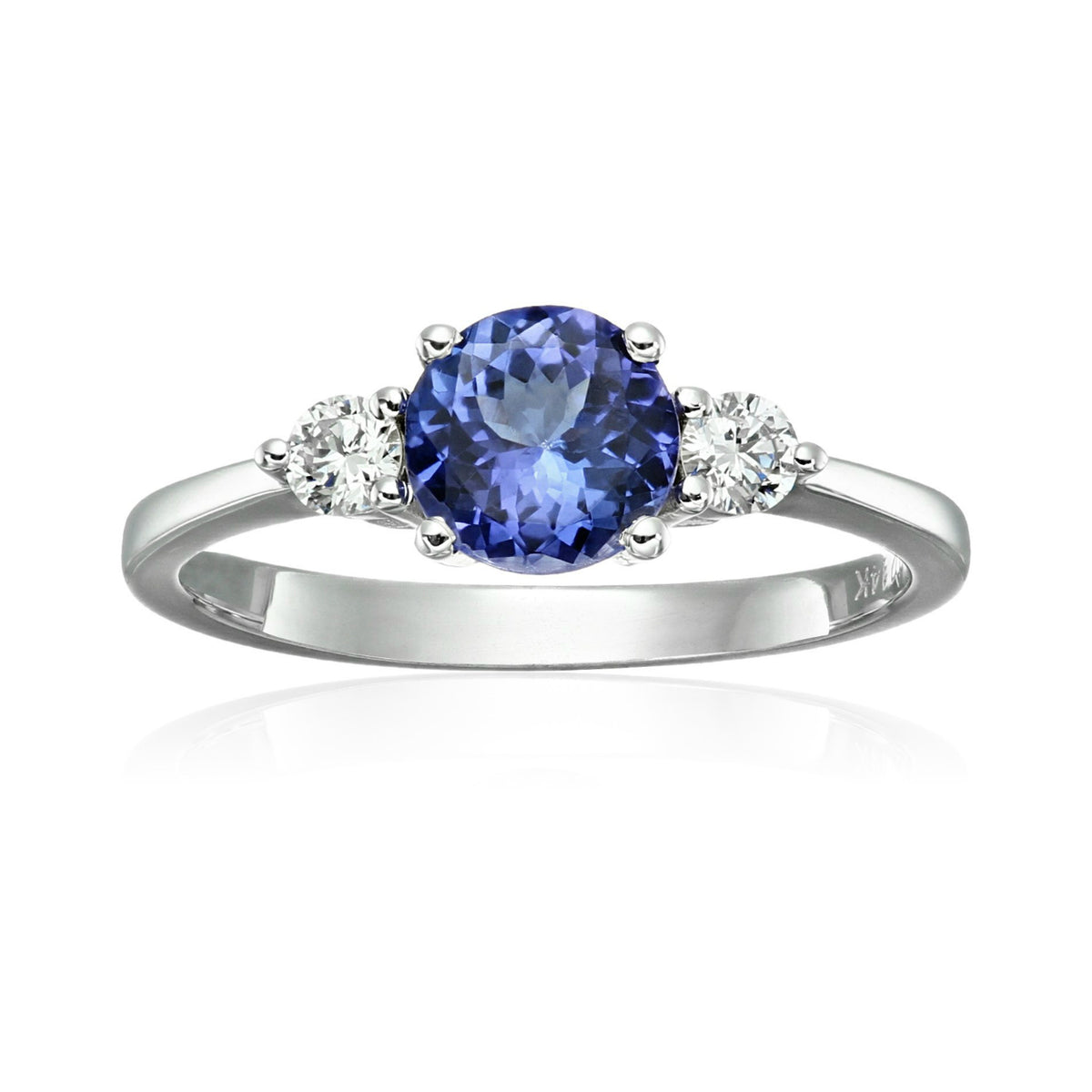 Gilded Lane 14K Gold 6.5mm Round Gem & Diamond Ring
