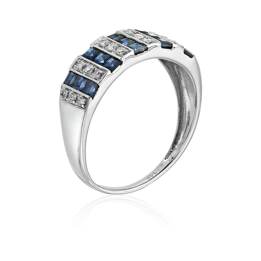 Gilded Lane 14K Gold Precious Gem & Diamond Triple-Row Ring