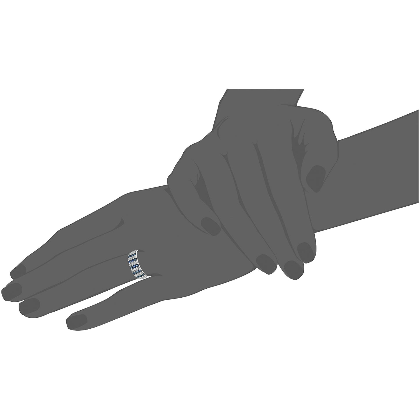 Gilded Lane 14K Gold Precious Gem & Diamond Triple-Row Ring