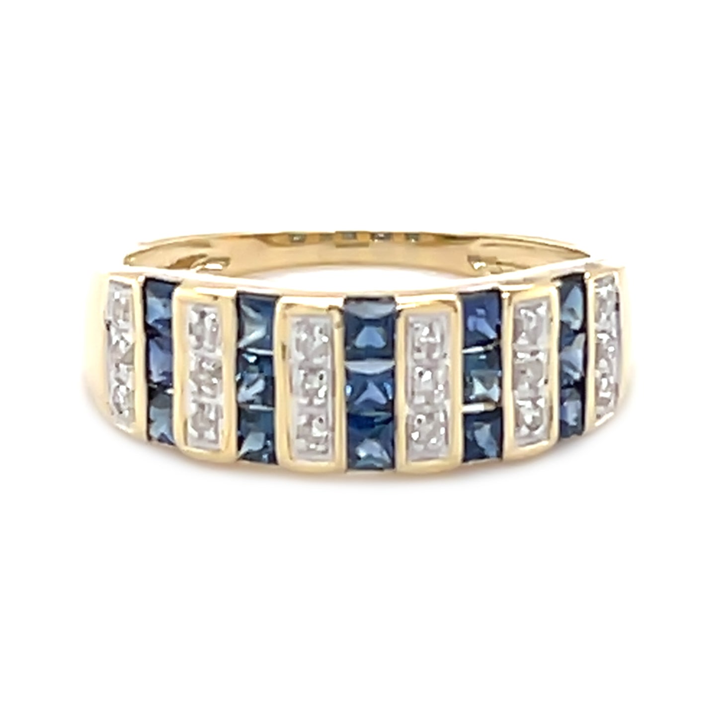 Gilded Lane 14K Gold Precious Gem & Diamond Triple-Row Ring