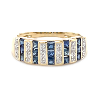 Gilded Lane 14K Gold Precious Gem & Diamond Triple-Row Ring