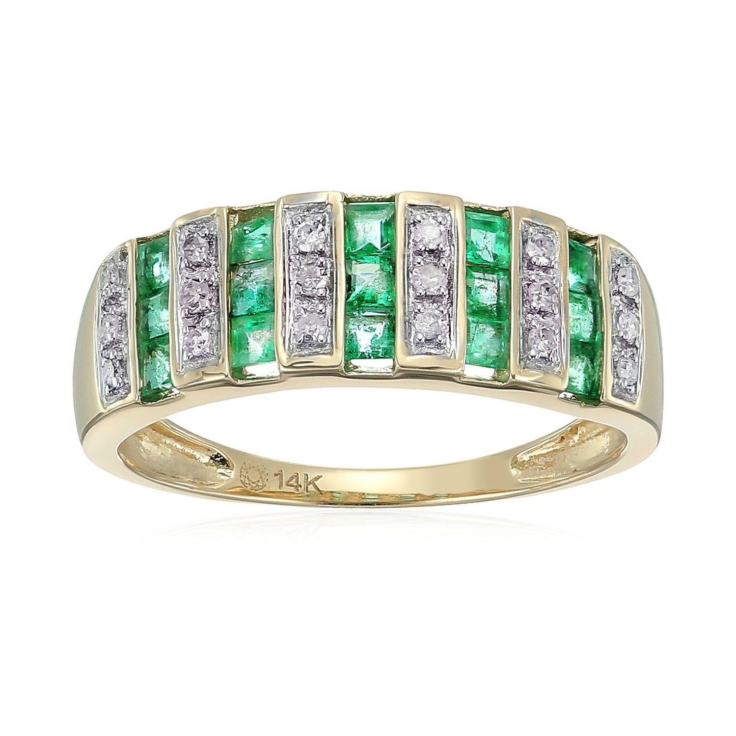 Gilded Lane 14K Gold Precious Gem & Diamond Triple-Row Ring