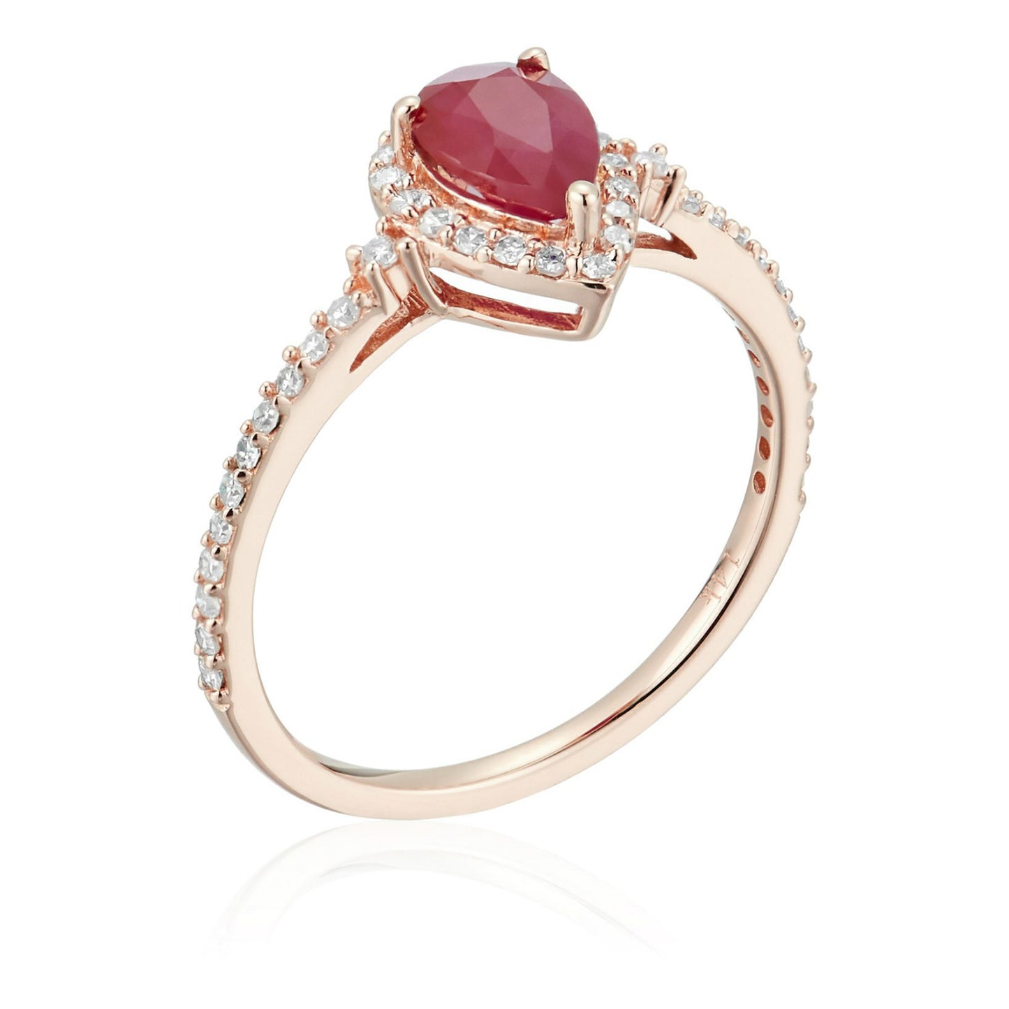 Gilded Lane 14K Gold 7x5mm Pear-Shaped Ruby & Diamond Ring