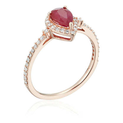 Gilded Lane 14K Gold 7x5mm Pear-Shaped Ruby & Diamond Ring