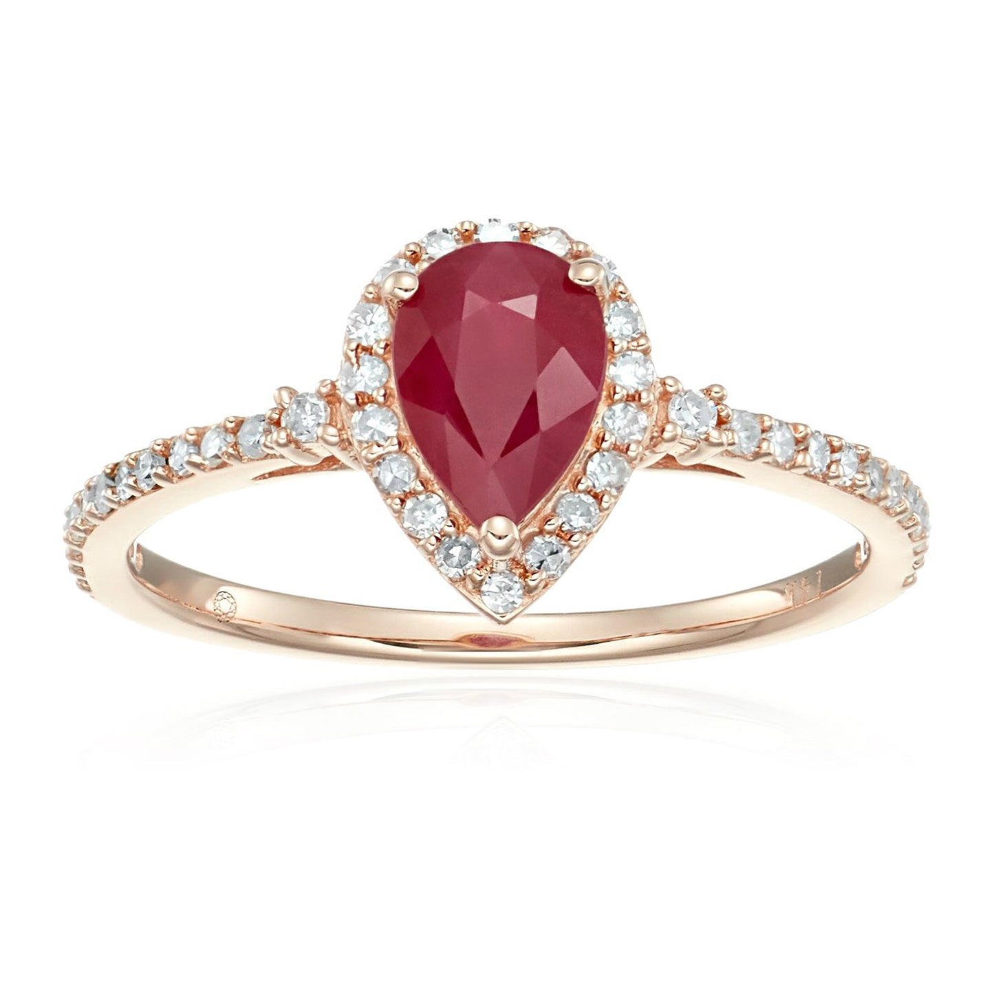 Gilded Lane 14K Gold 7x5mm Pear-Shaped Ruby & Diamond Ring