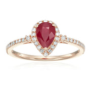 Gilded Lane 14K Gold 7x5mm Pear-Shaped Ruby & Diamond Ring