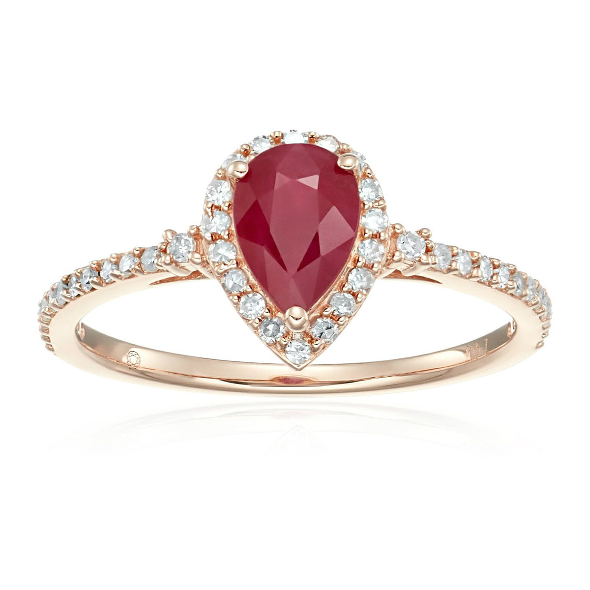 Gilded Lane 14K Gold 7x5mm Pear-Shaped Ruby & Diamond Ring