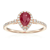 Gilded Lane 14K Gold 7x5mm Pear-Shaped Ruby & Diamond Ring