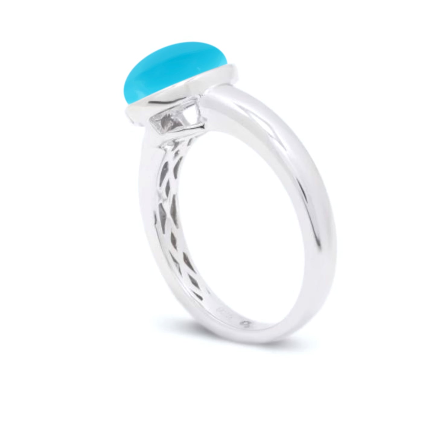 Sterling Silver 10x8mm Sleeping Beauty Turquoise Bezel-Set Solitaire Ring